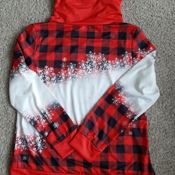 Rotita - So cute! Snowman Print Drawstring Red Sweatshirt - Size: L - Picture 6 of 9